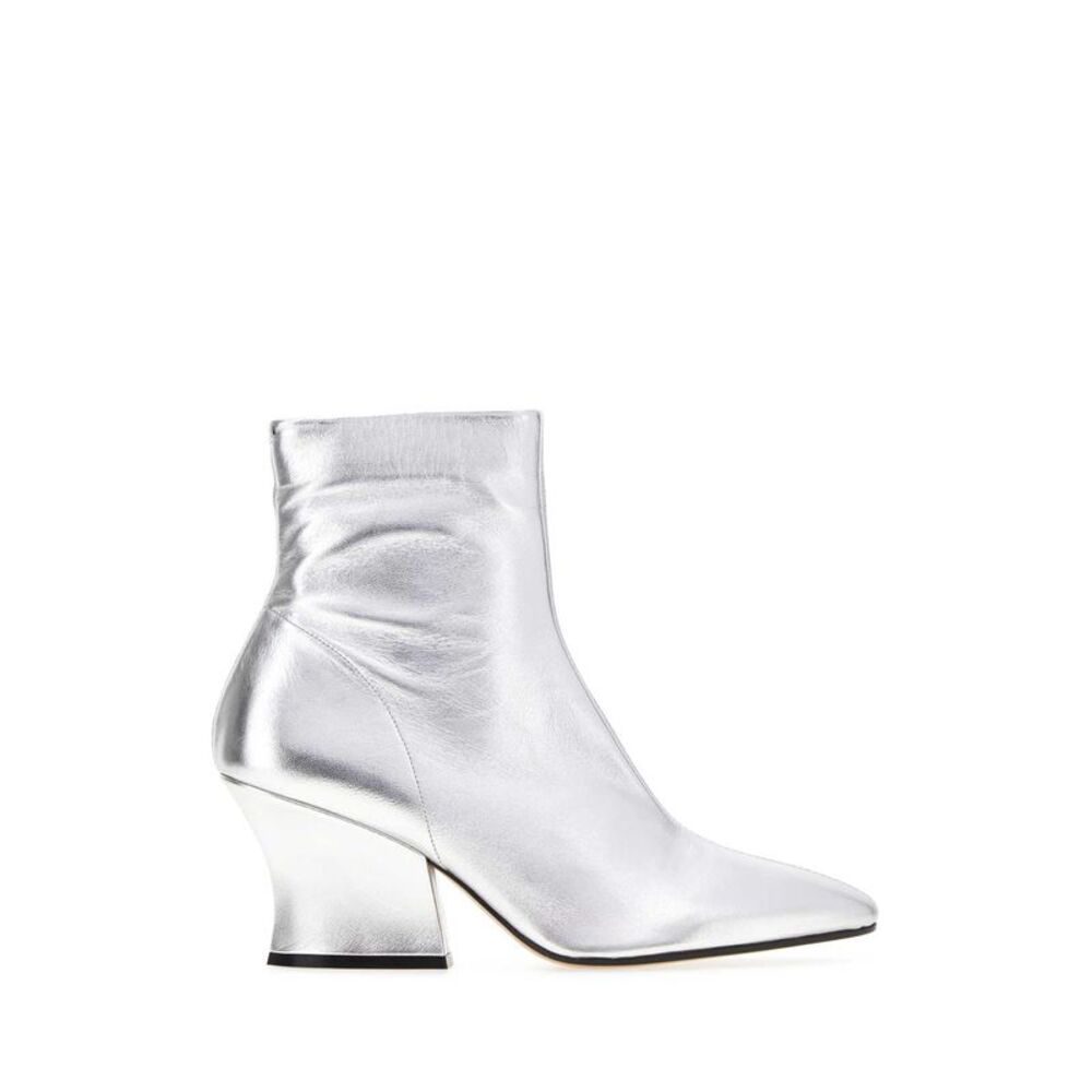 Jil Sander Women Silver Leather Lune Ankle Boots